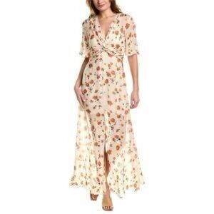 rag & bone Tamar Floral Twist Front Chiffon Maxi Dress with Orange Floral Print